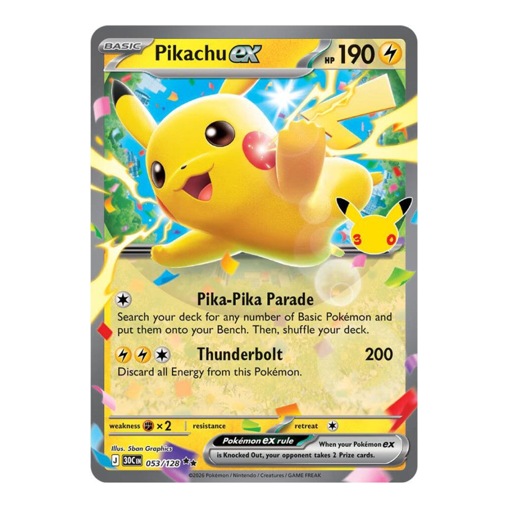 ME: 30th Celebration (30C) - Pikachu ex - 053/128 (#053/128) (Near Mint)