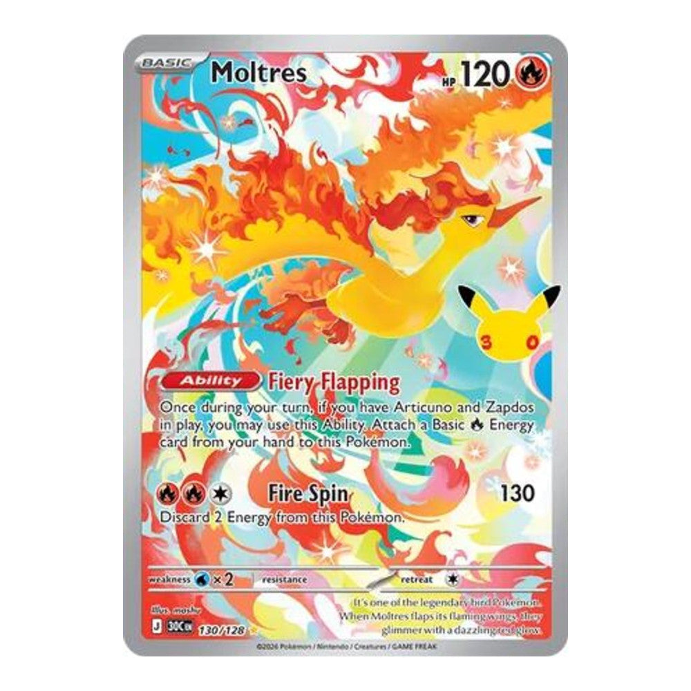 ME: 30th Celebration (30C) - Moltres 130 128 (#130/128) (Near Mint)
