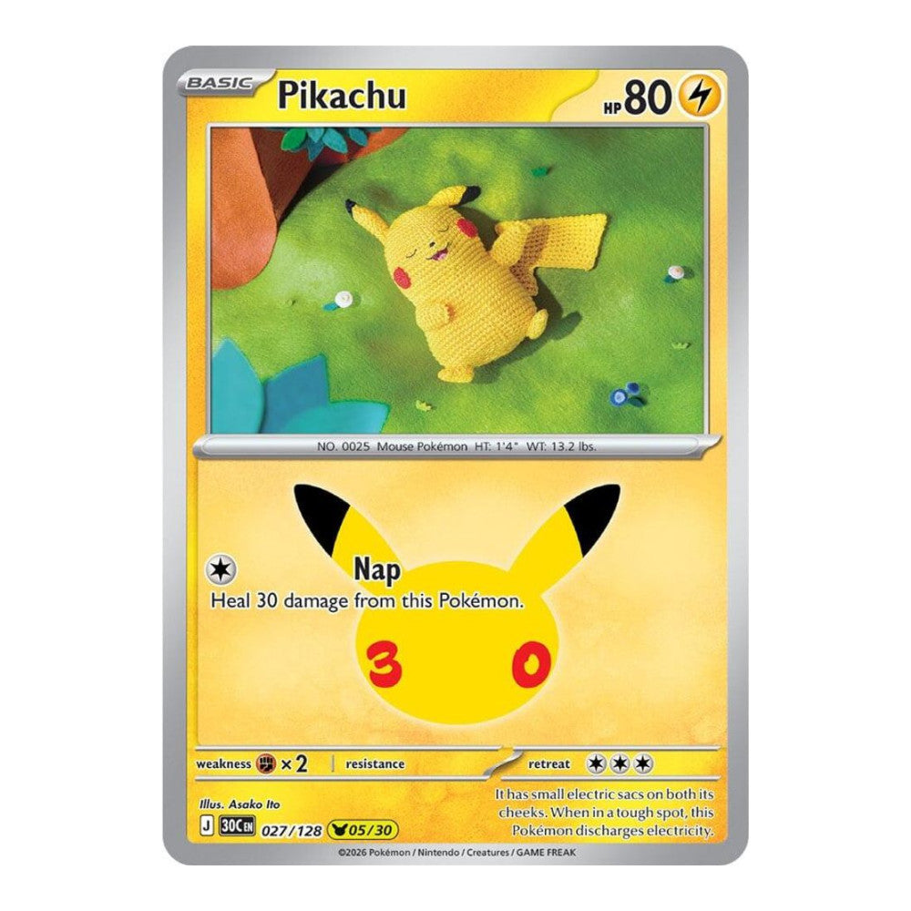 ME: 30th Celebration (30C) - Pikachu - 027/128 (#027/128) (Near Mint)