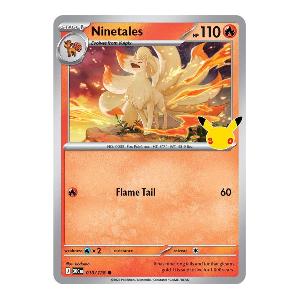 ME: 30th Celebration (30C) - Ninetales (#010/128) (Near Mint)