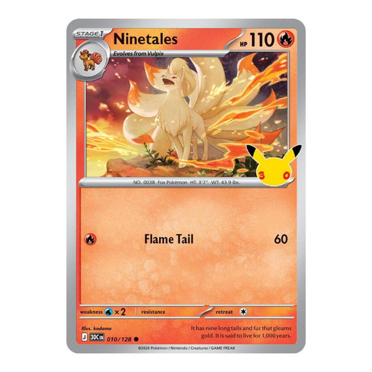 ME: 30th Celebration (30C) - Ninetales (#010/128) (Near Mint)