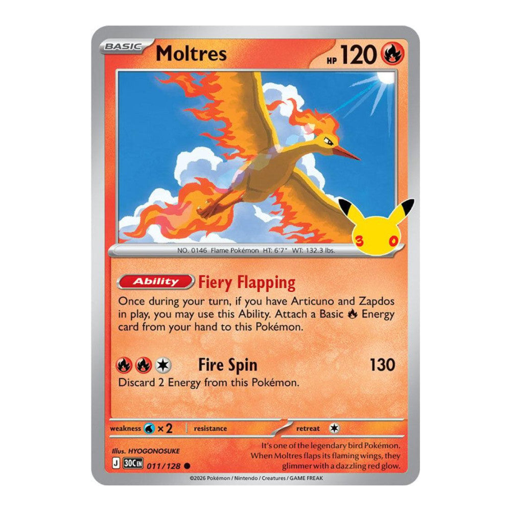 ME: 30th Celebration (30C) - Moltres - 011/128 (#011/128) (Near Mint)