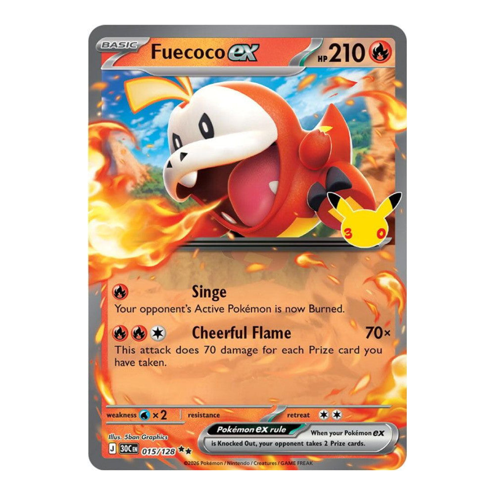 ME: 30th Celebration (30C) - Fuecoco ex - 015/128 (#015/128) (Near Mint)
