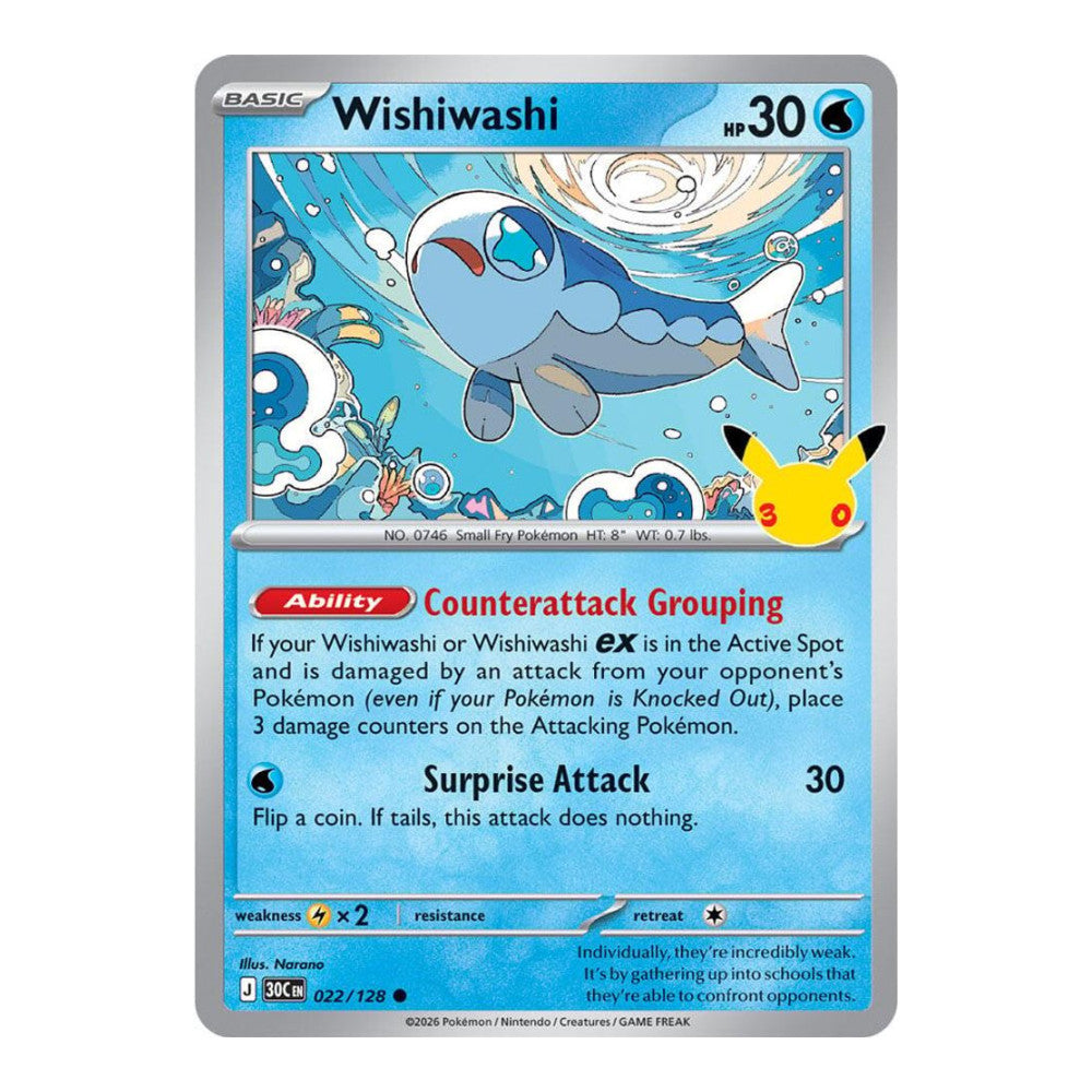 ME: 30th Celebration (30C) - Wishiwashi (#022/128) (Near Mint)