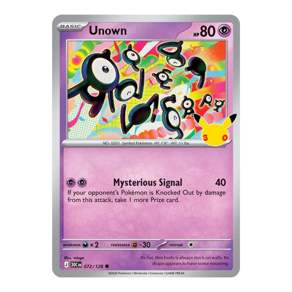 ME: 30th Celebration (30C) - Unown (#072/128) (Near Mint)