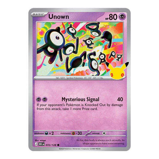 ME: 30th Celebration (30C) - Unown (#072/128) (Near Mint)
