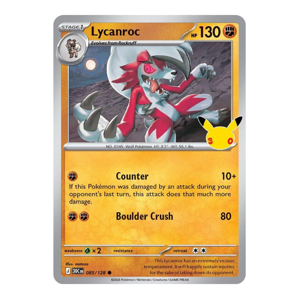 ME: 30th Celebration (30C) - Lycanroc - 085/128 (#085/128) (Near Mint)