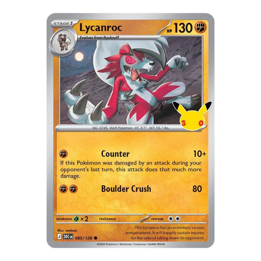 ME: 30th Celebration (30C) - Lycanroc - 085/128 (#085/128) (Near Mint)