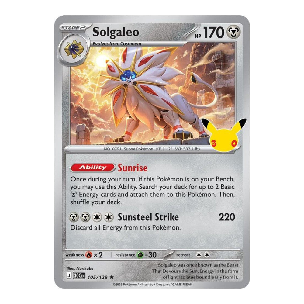 ME: 30th Celebration (30C) - Solgaleo (#105/128) (Near Mint)